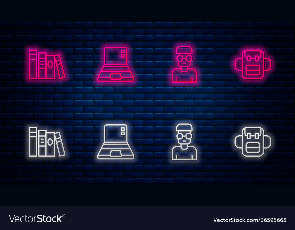 Set line laptop nerd geek book and school Vector Image Set line laptop nerd geek book and school