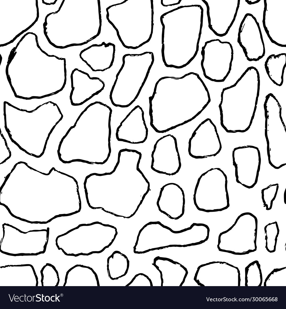 Stones handdrawn seamless black and white pattern