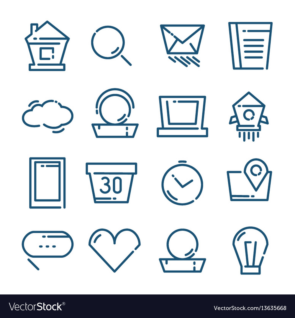 Thin line icons set vector image Thin line icons set