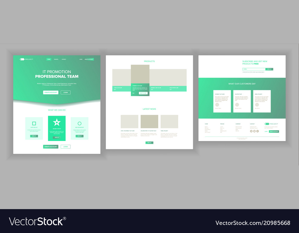 Web page design website business style vector image Web page design website business style