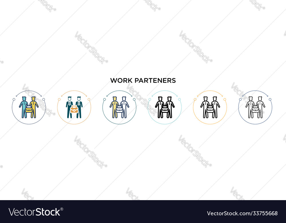 Work parteners icon in filled thin line outline