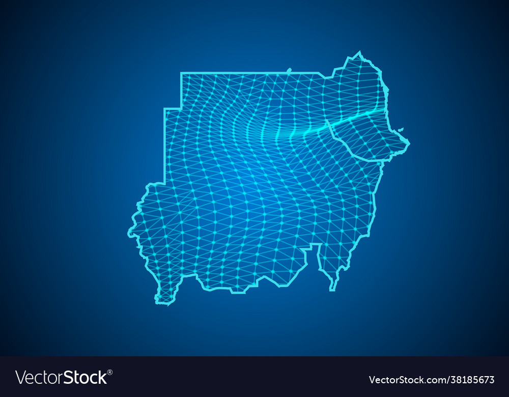 Abstract digital map sudan with particles dots vector image Abstract digital map sudan with particles dots