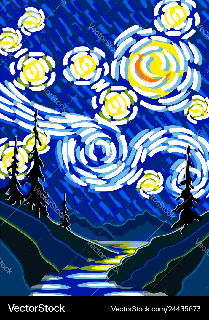 Abstract night forest Royalty Free Vector Image