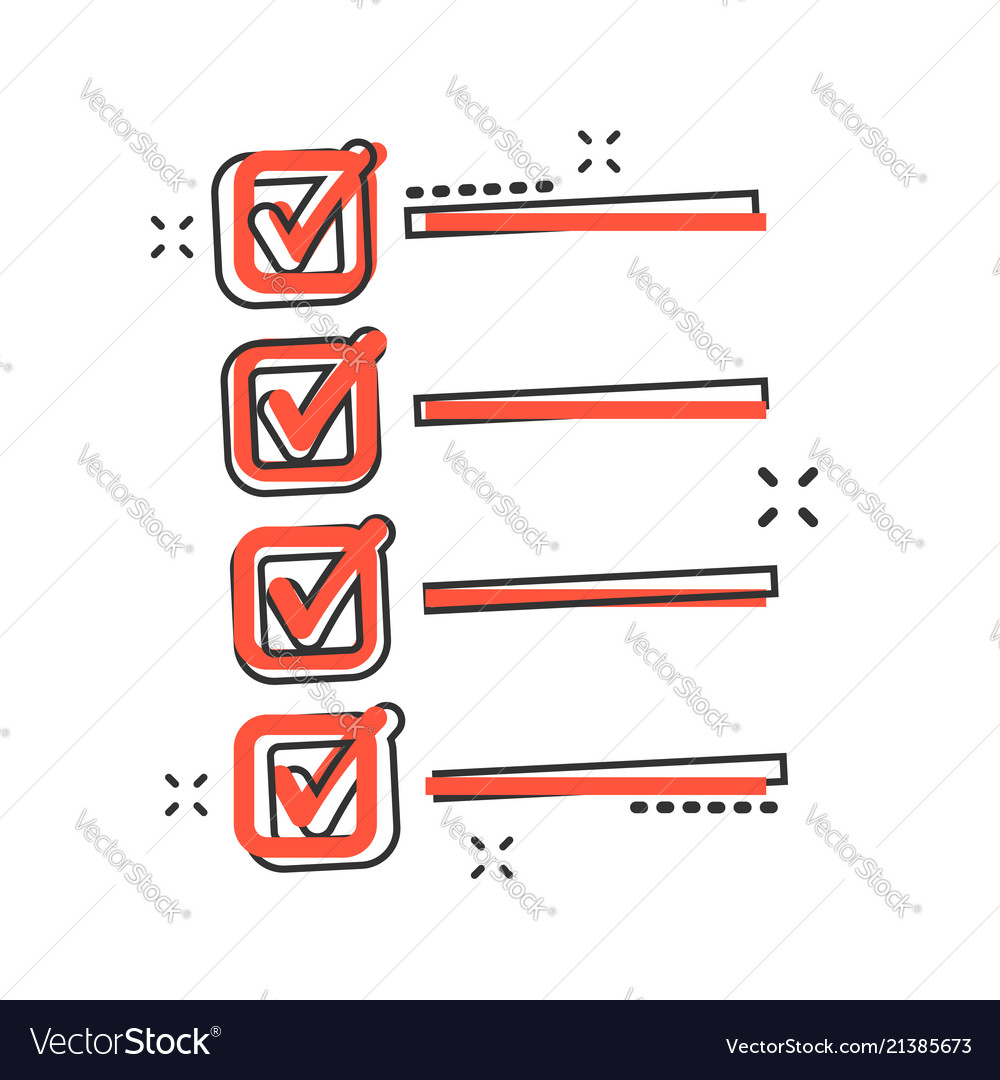 Cartoon to do list icon in comic style checklist Vector Image