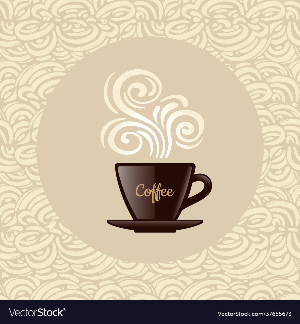 Cup coffee with floral design elements Royalty Free Vector