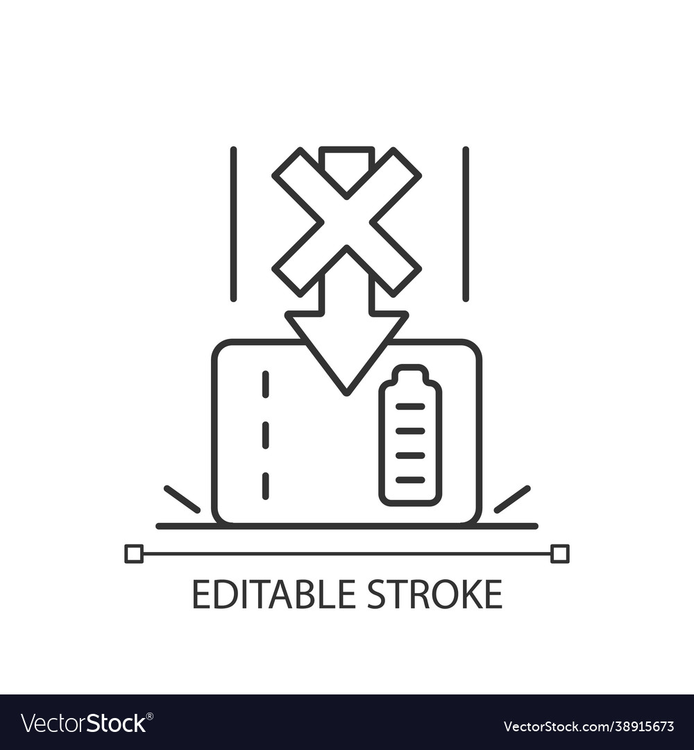 Dont drop powerbank linear manual label icon Vector Image