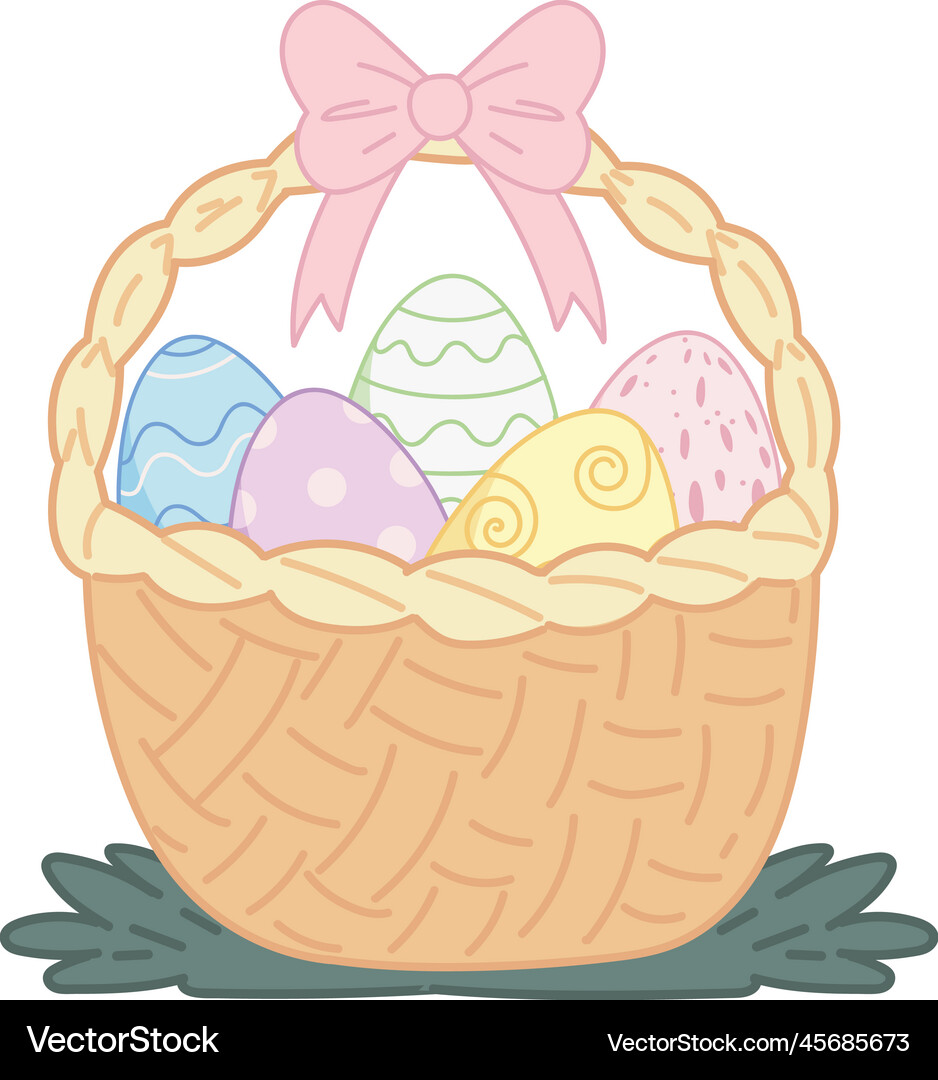 Easter basket with eggs Royalty Free Vector Image