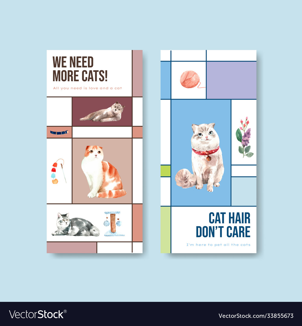 Flyer template design with cute cat Royalty Free Vector