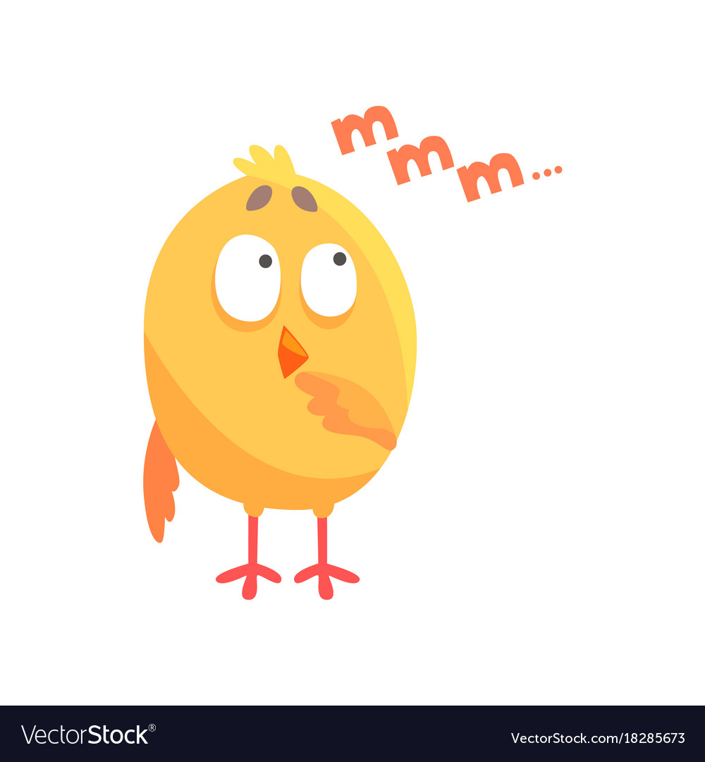 Funny thoughtful cartoon comic chicken Royalty Free Vector