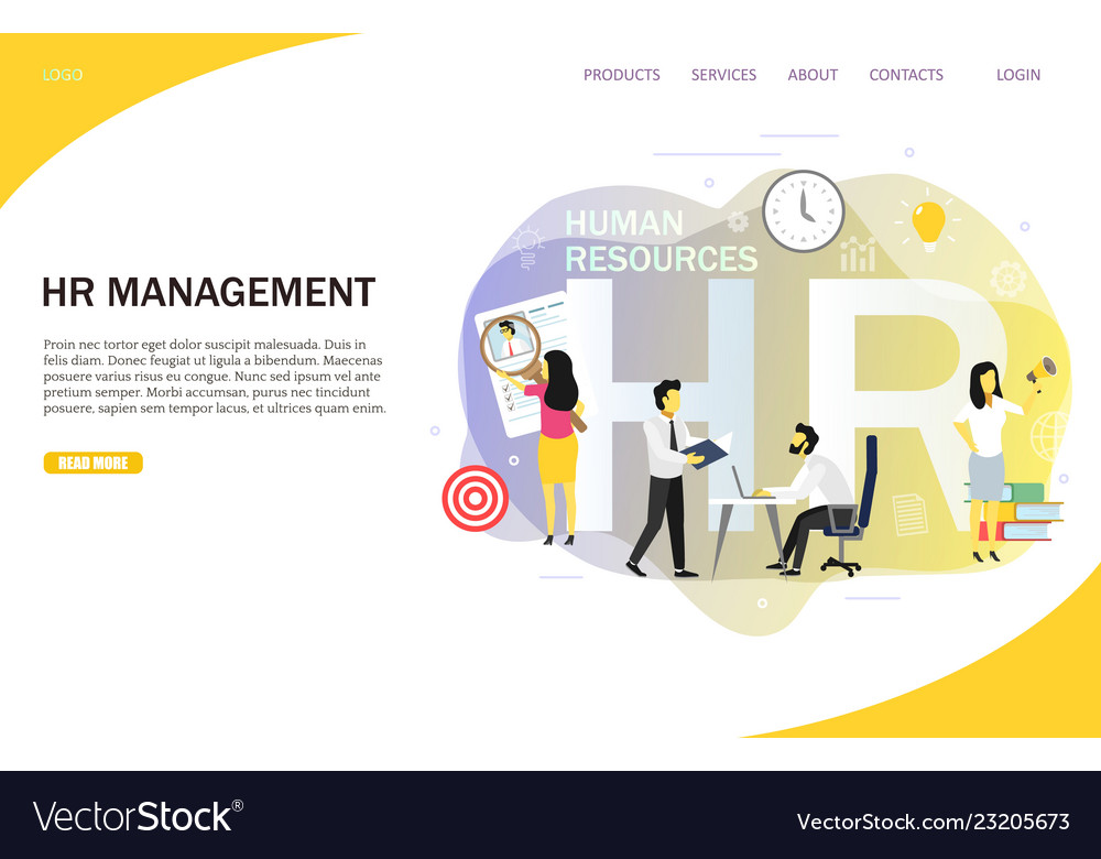 Hr Management Landing Page Website Template Vector Image