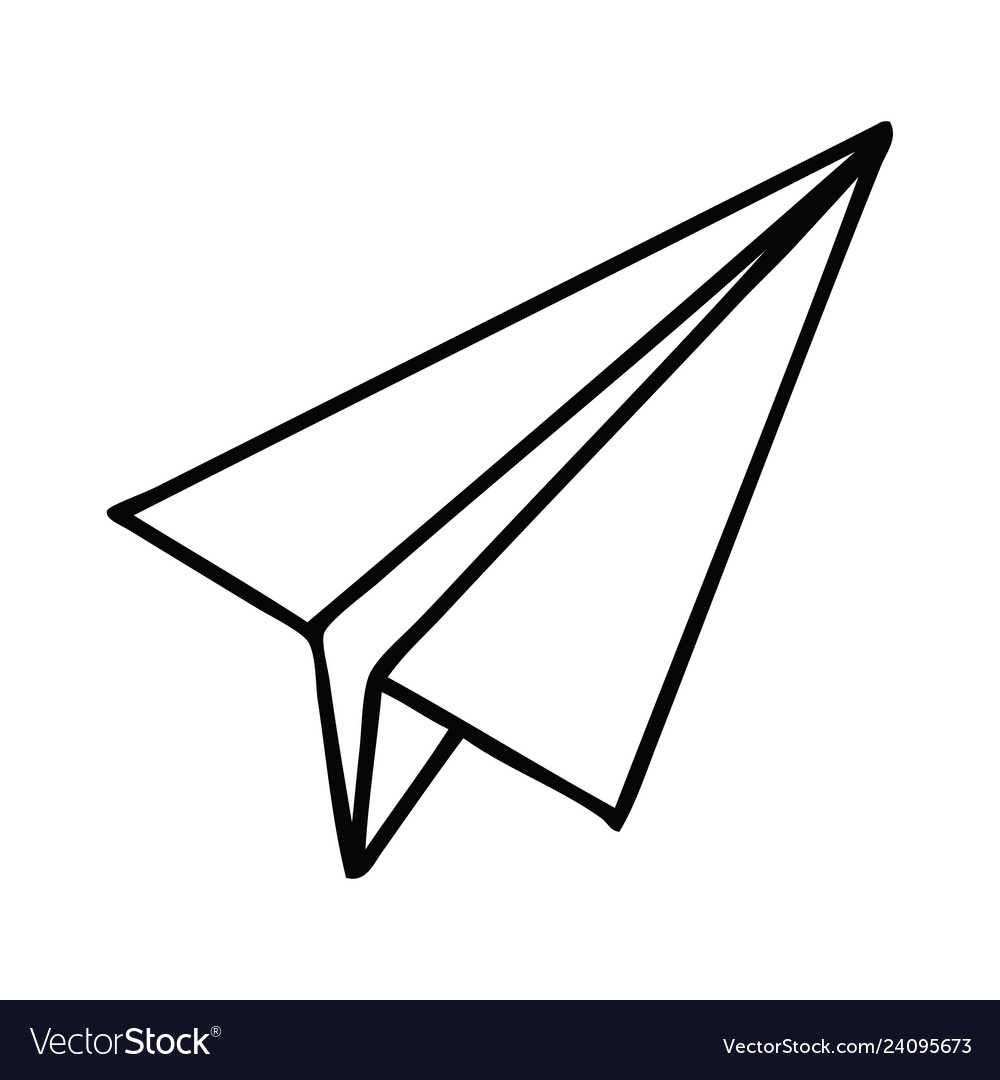 Line drawing cartoon paper plane Royalty Free Vector Image