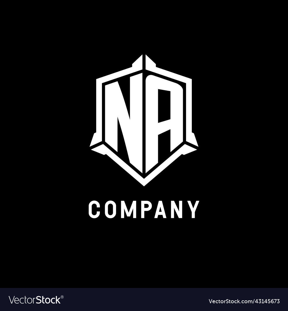 Na logo initial with shield shape design style Vector Image Na logo initial with shield shape design style