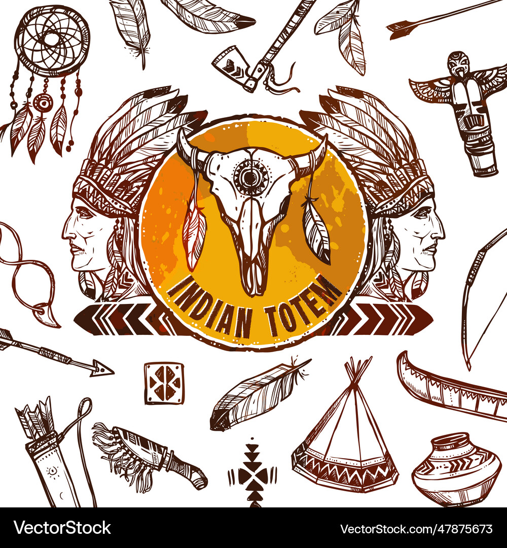 Native americans background americans Royalty Free Vector
