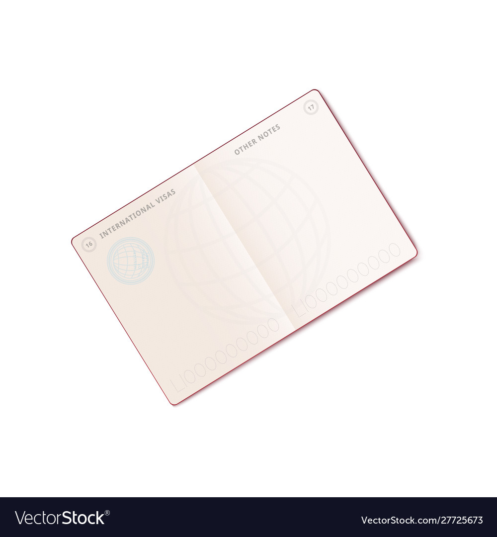 Open International Passport Mockup With Blank Visa