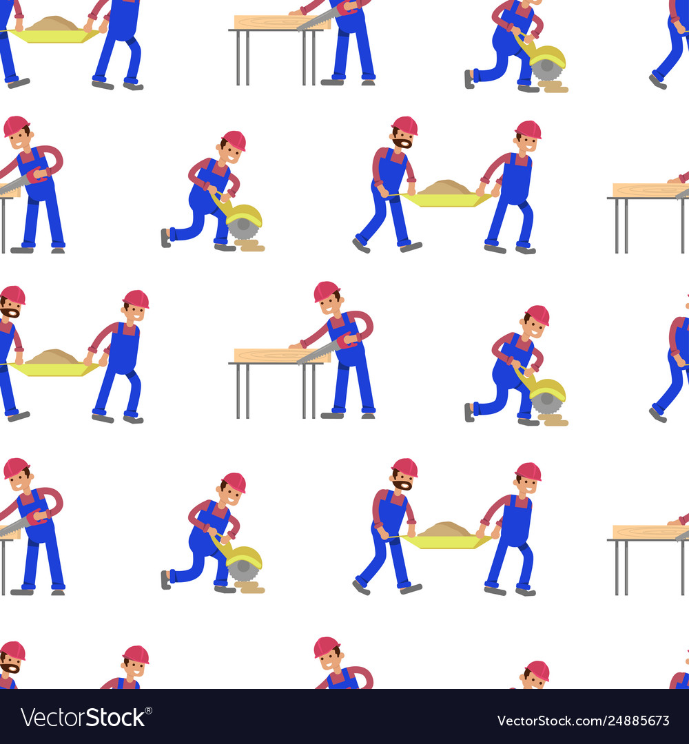 Seamless primitive pattern with construction vector image Seamless primitive pattern with construction