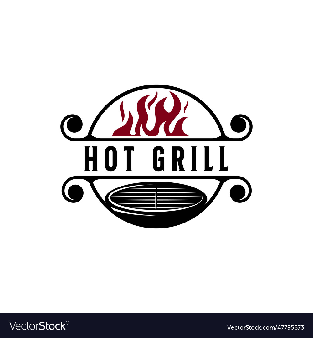 Simple barbecue hot grill logo with crossed