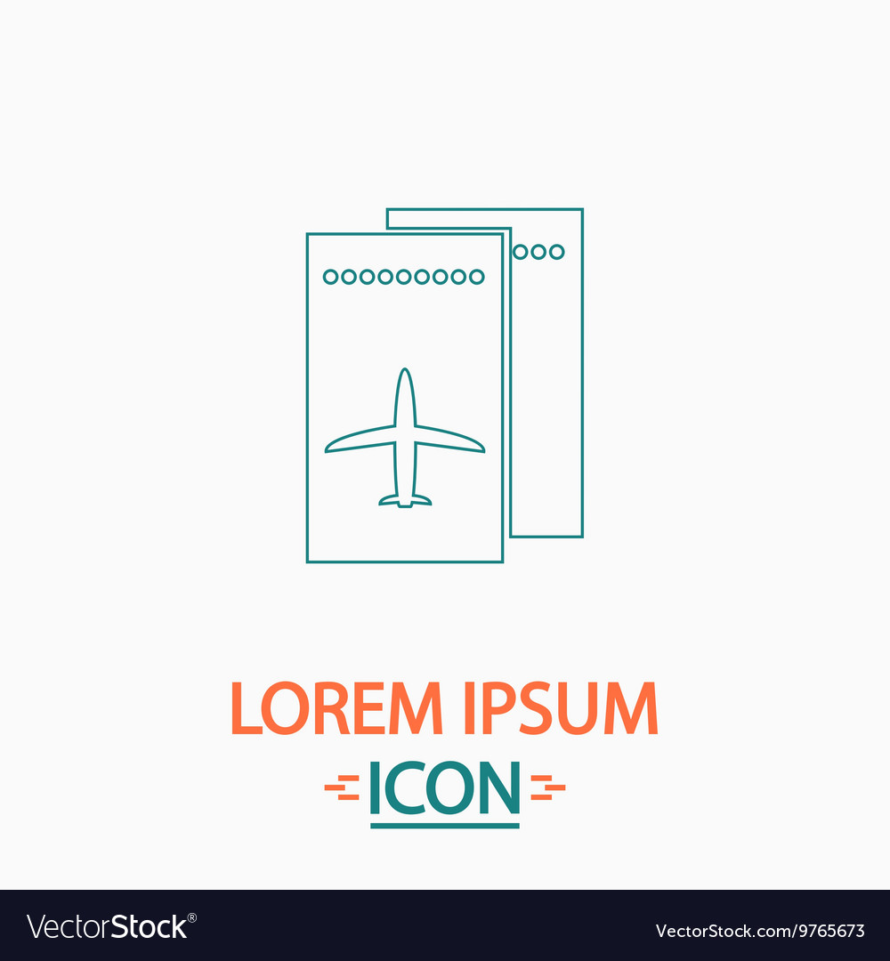 Ticket plane computer symbol vector image Ticket plane computer symbol