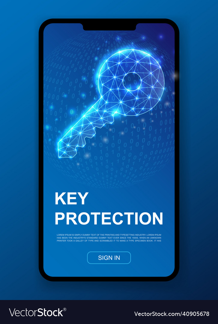 3d key polygonal symbol for ui ux design template