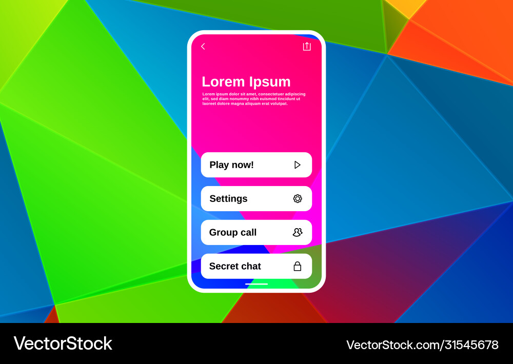 App or game interface design with smart device or Vector Image
