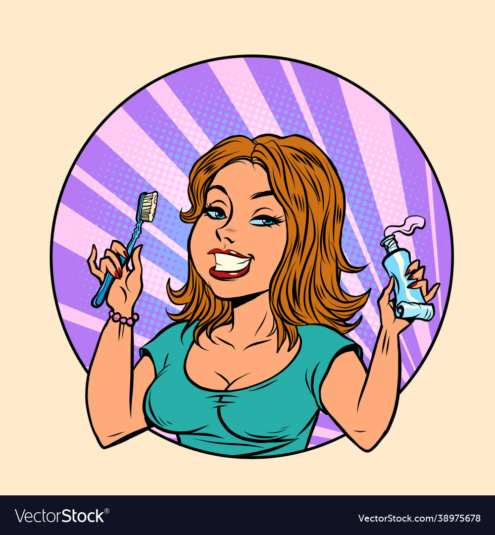 Beautiful young woman brushes her teeth vector image Beautiful young woman brushes her teeth