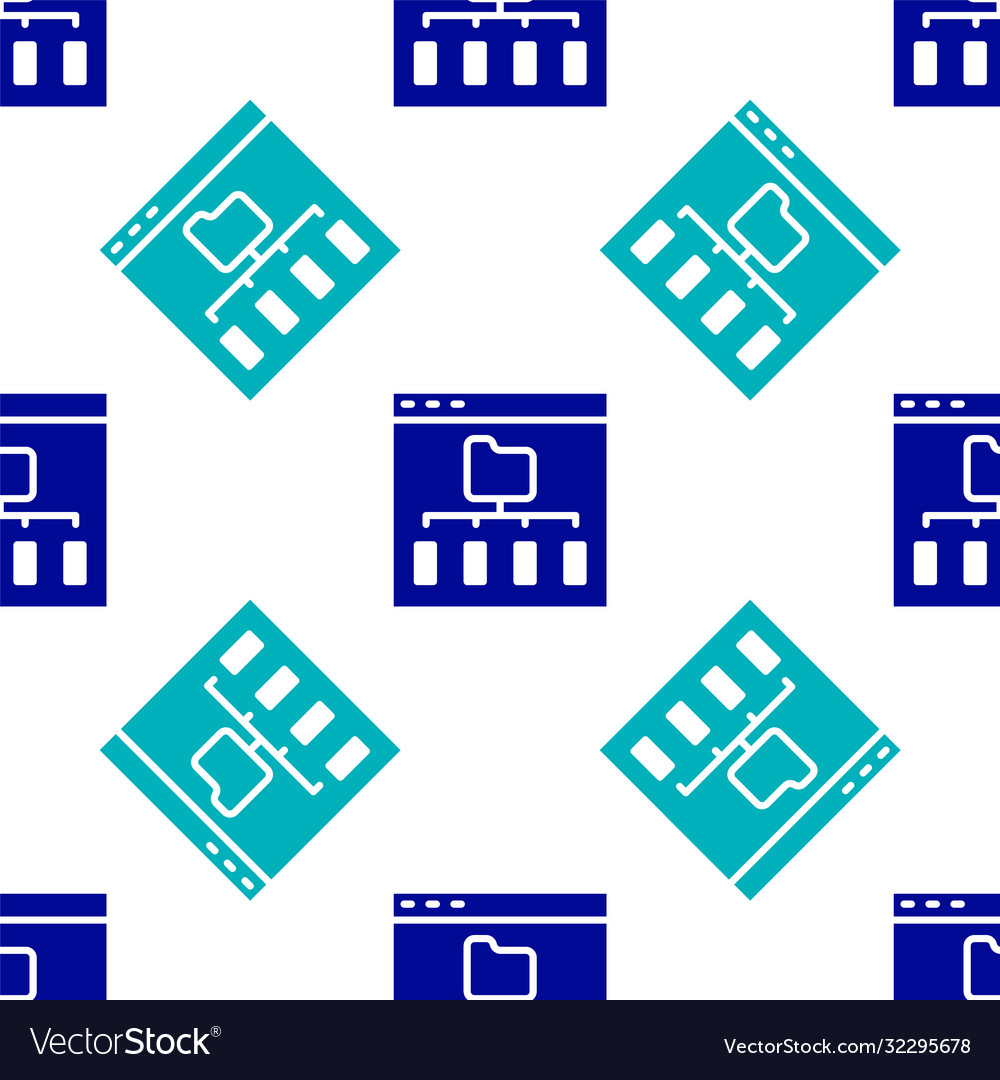 Blue browser files icon isolated seamless pattern vector image Blue browser files icon isolated seamless pattern