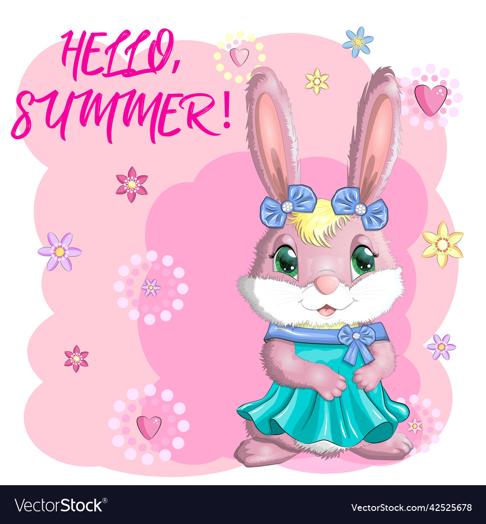 Cartoon rabbit hare girl in dress princess cute Vector Image Cartoon rabbit hare girl in dress princess cute Vector Image