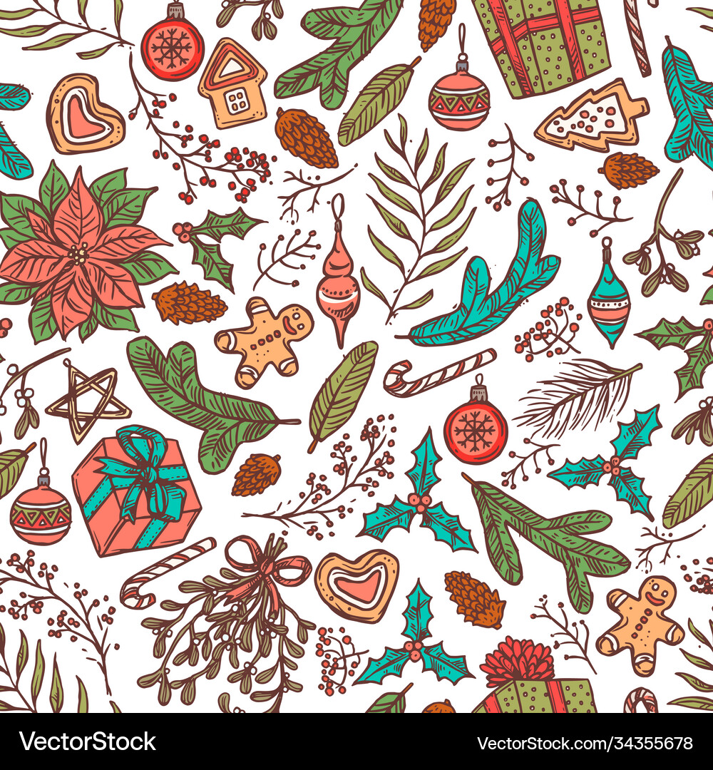 Christmas color seamless pattern Royalty Free Vector Image