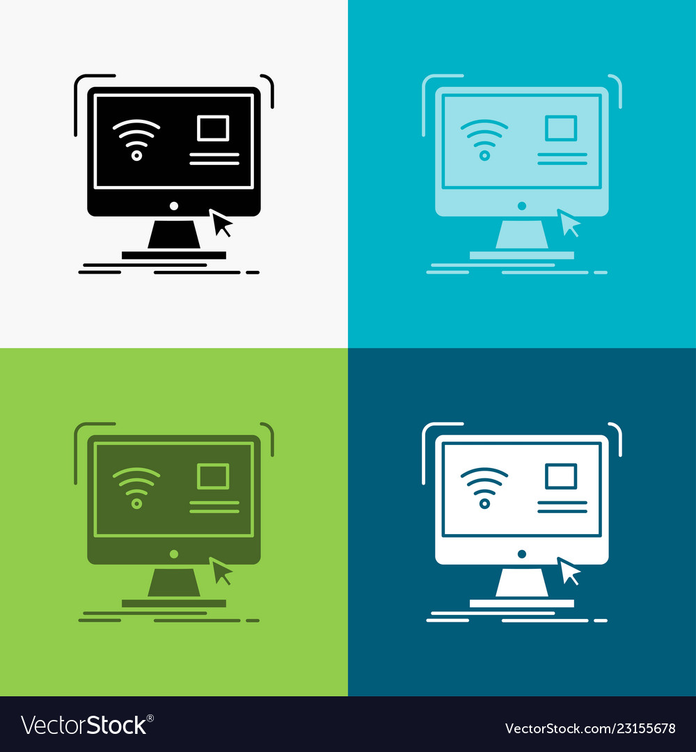 Control computer monitor remote smart icon over vector image Control computer monitor remote smart icon over