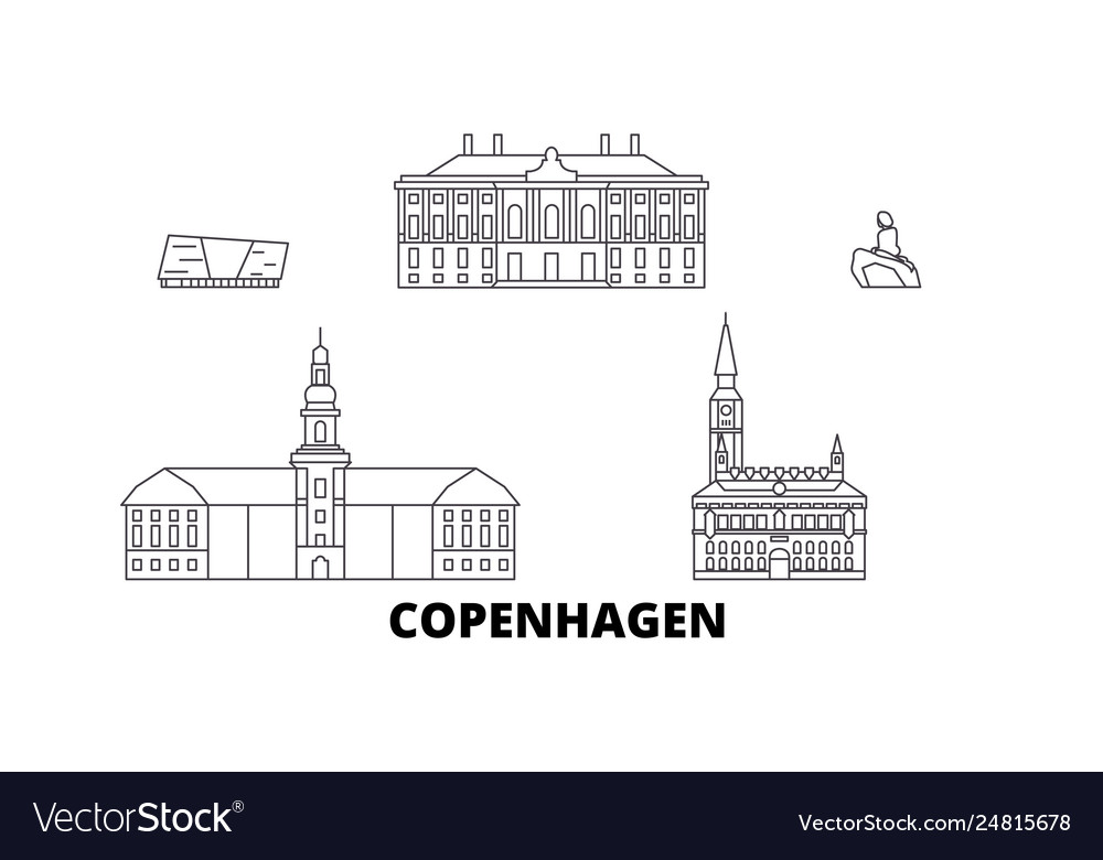 Denmark copenhagen line travel skyline set