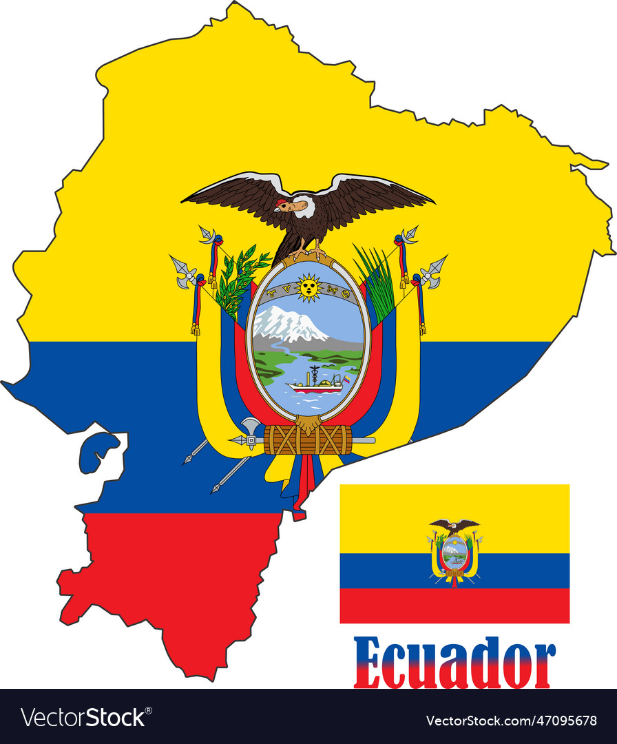 Ecuador map and flag Royalty Free Vector Image