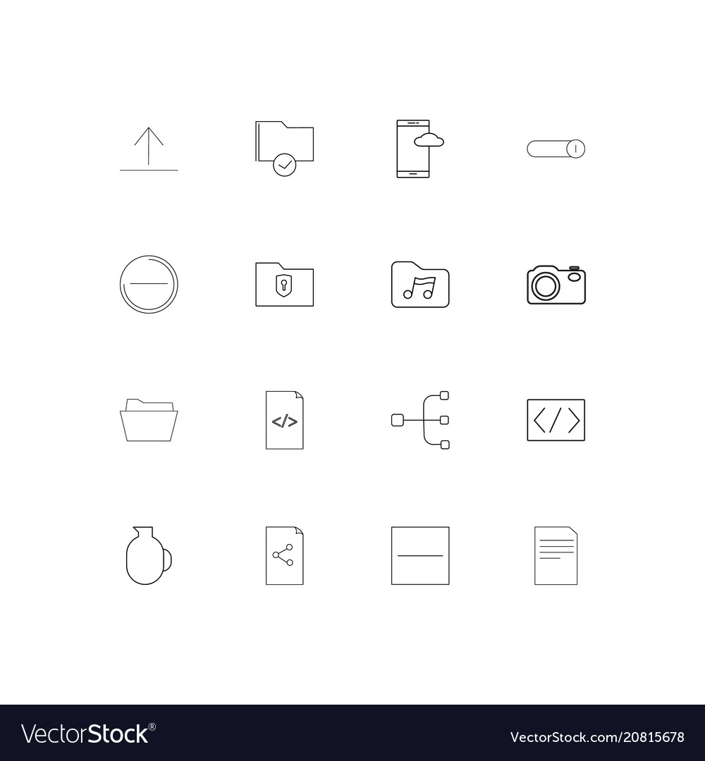 Files and folders sign linear thin icons set