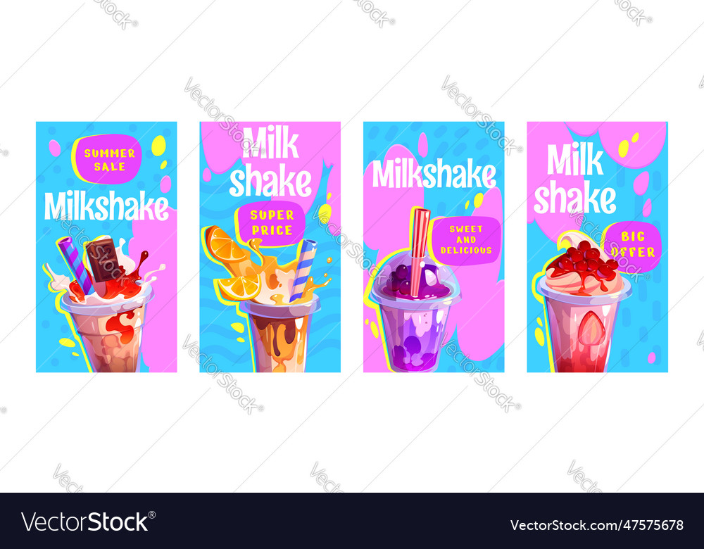 Glass milkshake ice drink cartoon stories Vector Image