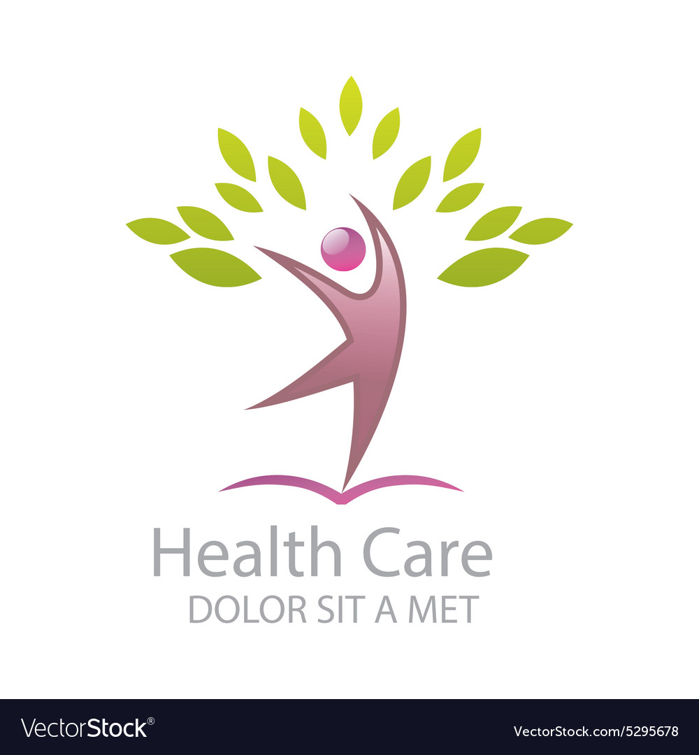 Healthcare logo human character leaves people Vector Image