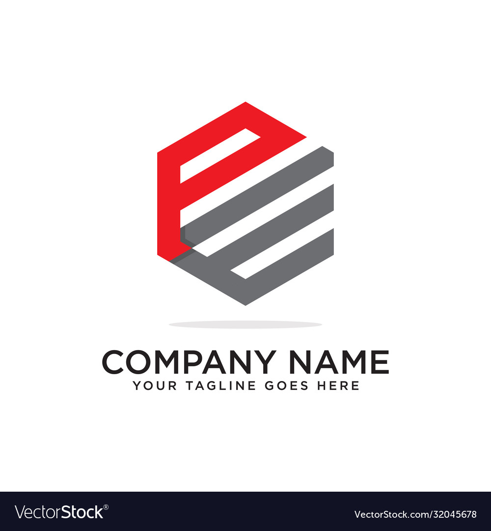 P and e logo design template initial