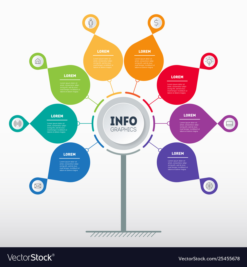 Part report with icons set infographic