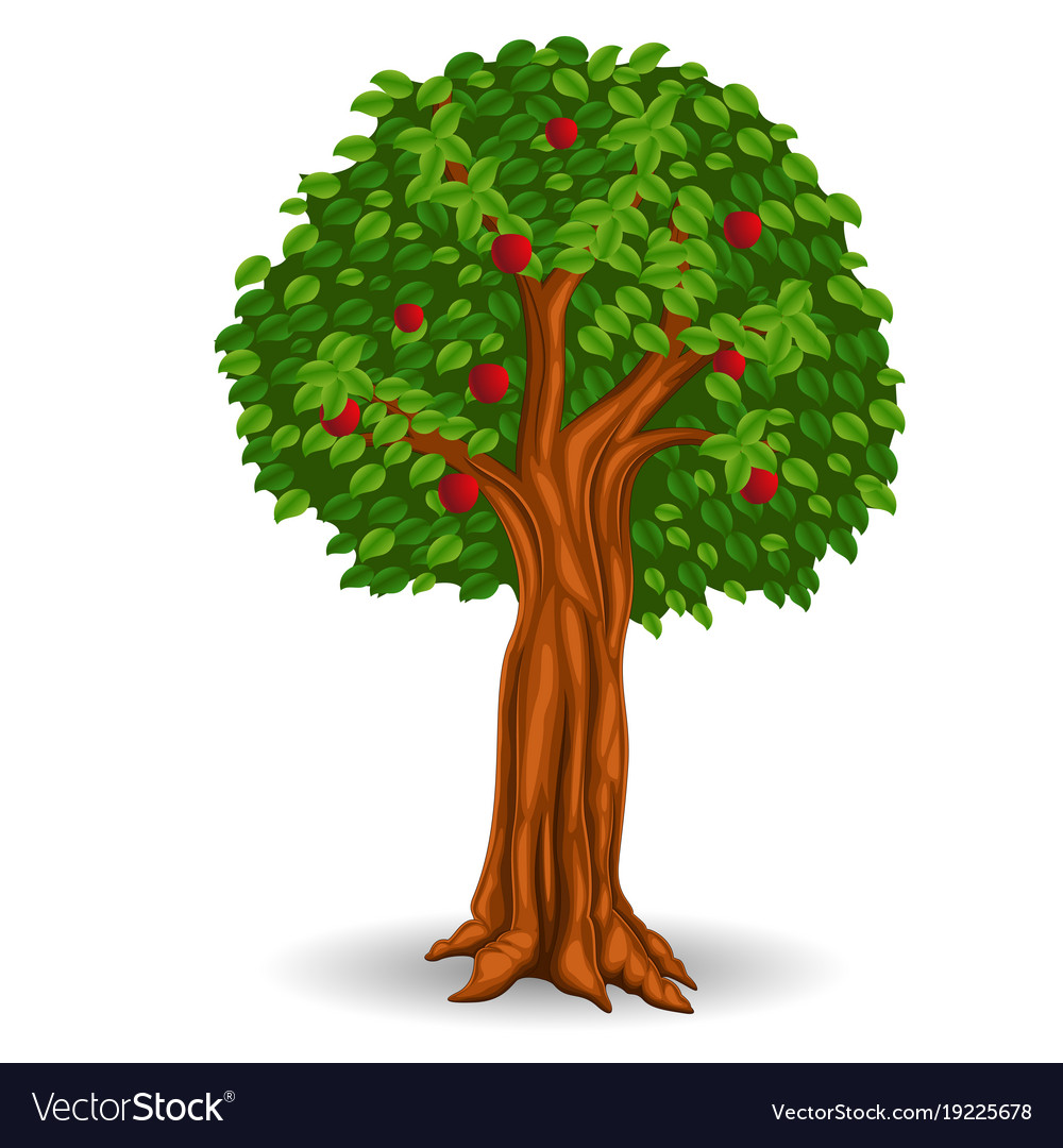 Red apple tree in the field Royalty Free Vector Image