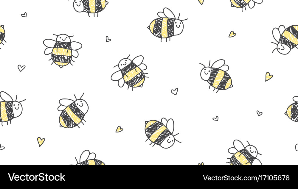 Seamless pattern bees Royalty Free Vector Image