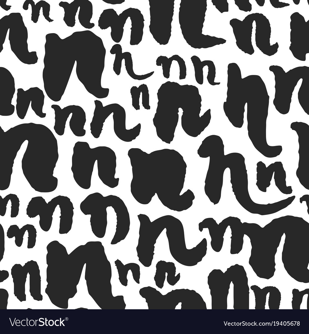Seamless pattern with calligraphy letters n