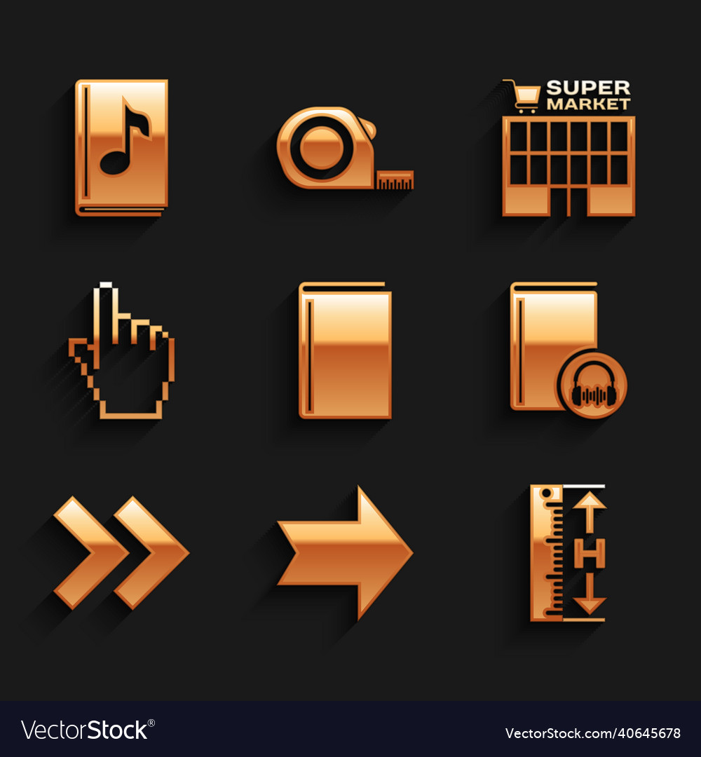 Set book arrow measuring height and length vector image Set book arrow measuring height and length