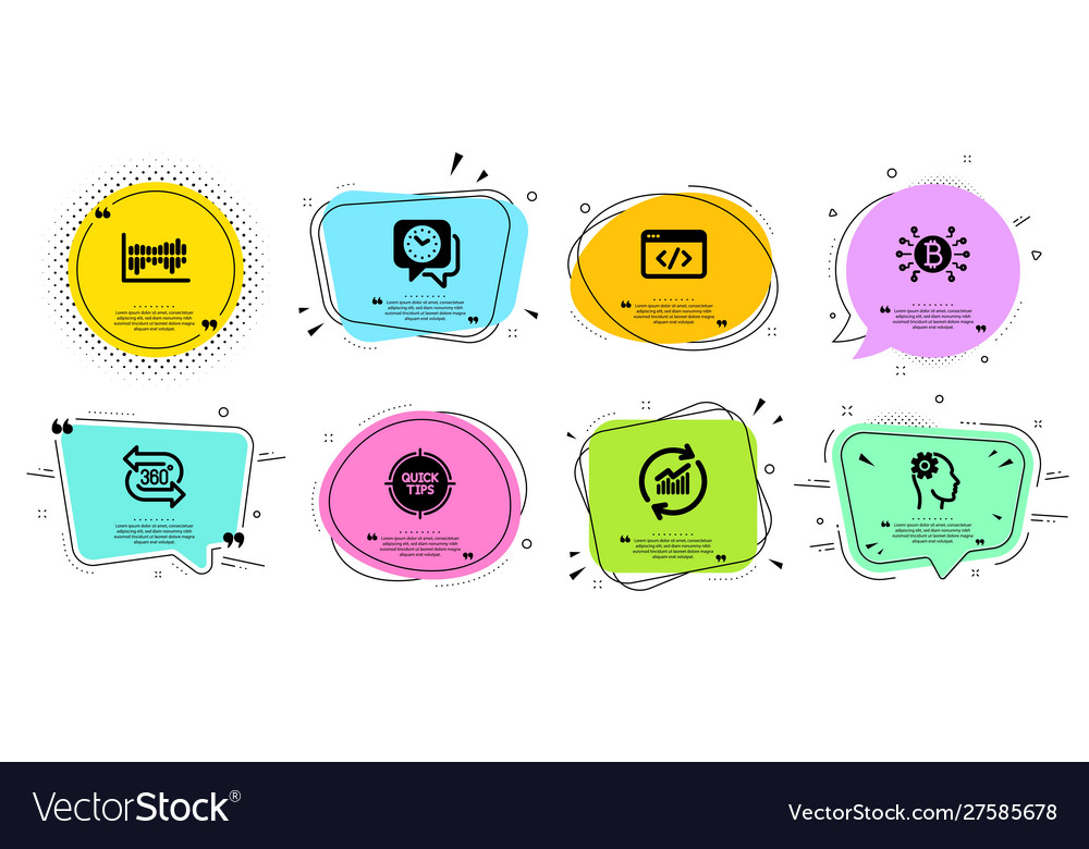 Update data column diagram and tips icons set vector image Update data column diagram and tips icons set