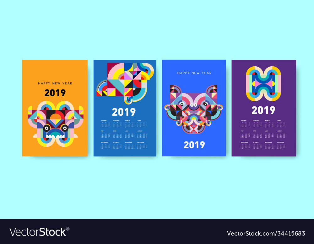 2021 calendar design template with colorful