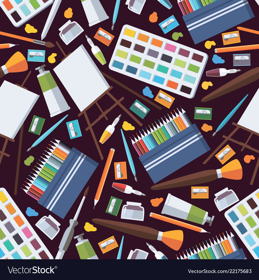 Art Supplies Seamless Pattern