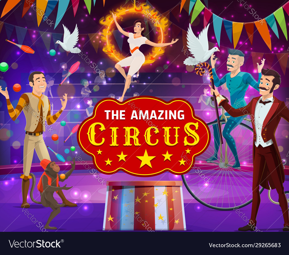 Big top circus magic show funfair carnival Vector Image Big top circus magic show funfair carnival Vector Image