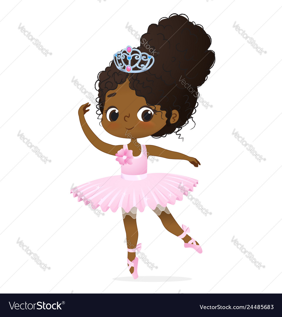 Cute African Princess Girl Ballerina Dance Vector Image