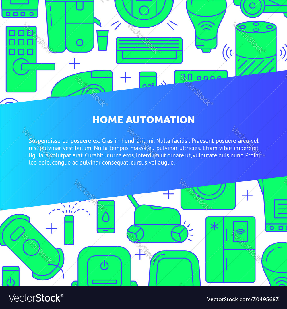 Home automation banner template in line style Vector Image