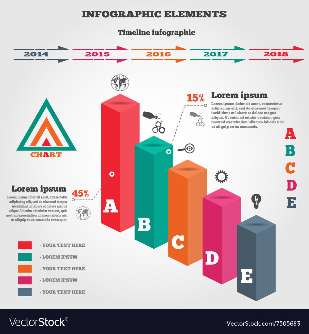 Infographics set rectangle columns prismatic