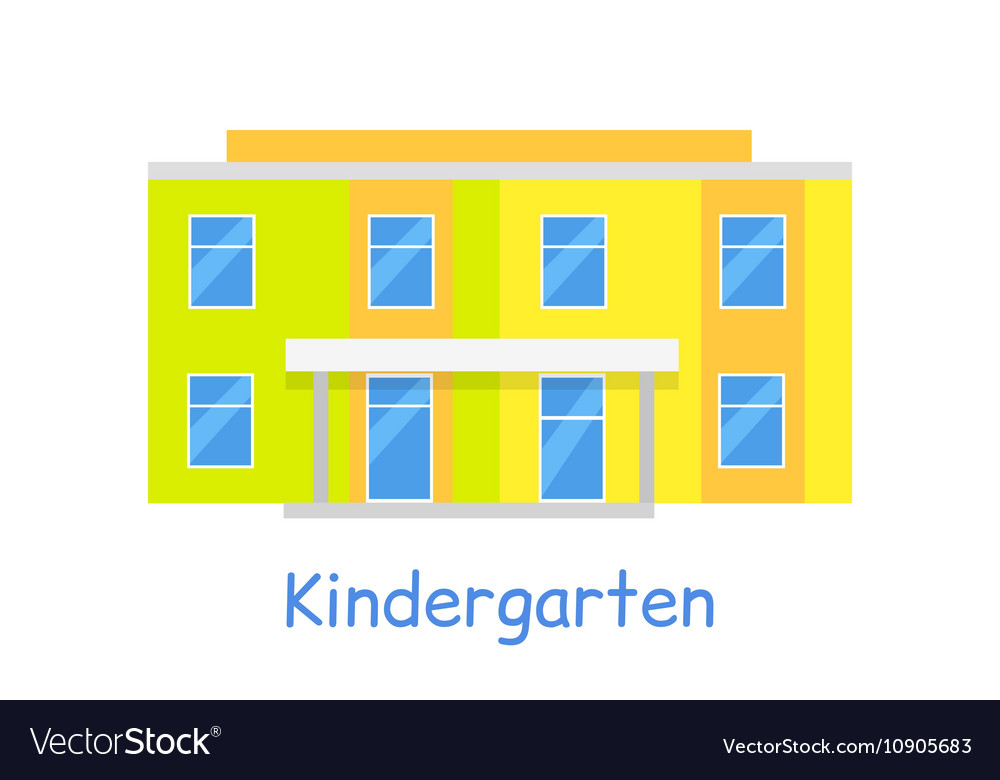 Kindergarten building isolated on white