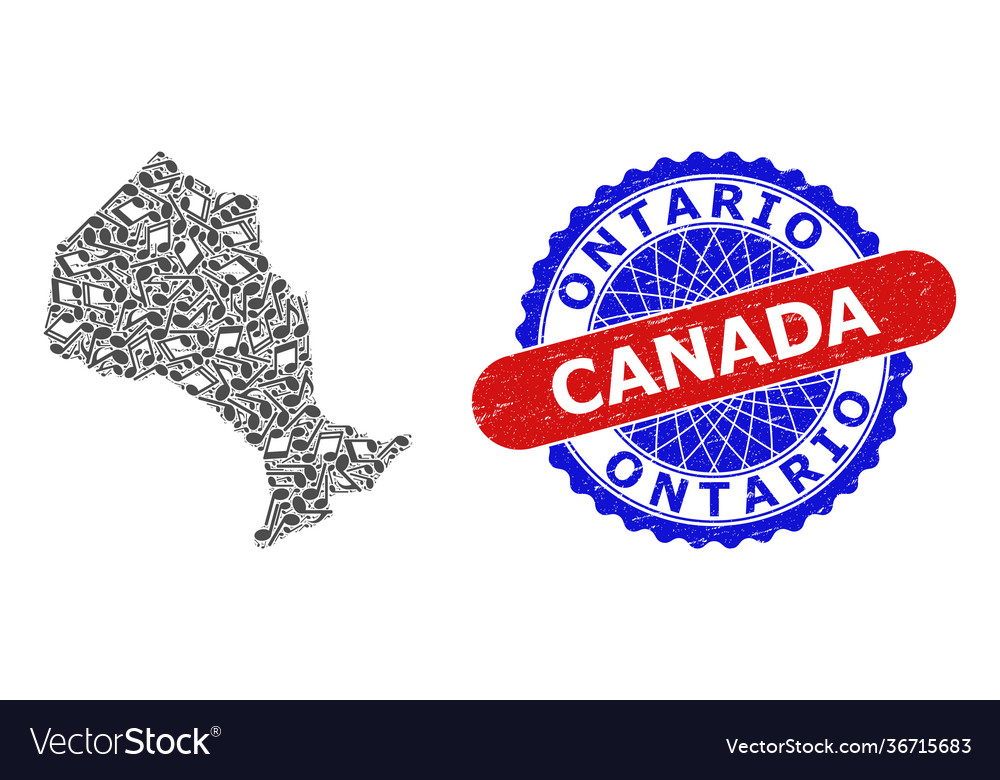 Music notation pattern for ontario province map Vector Image