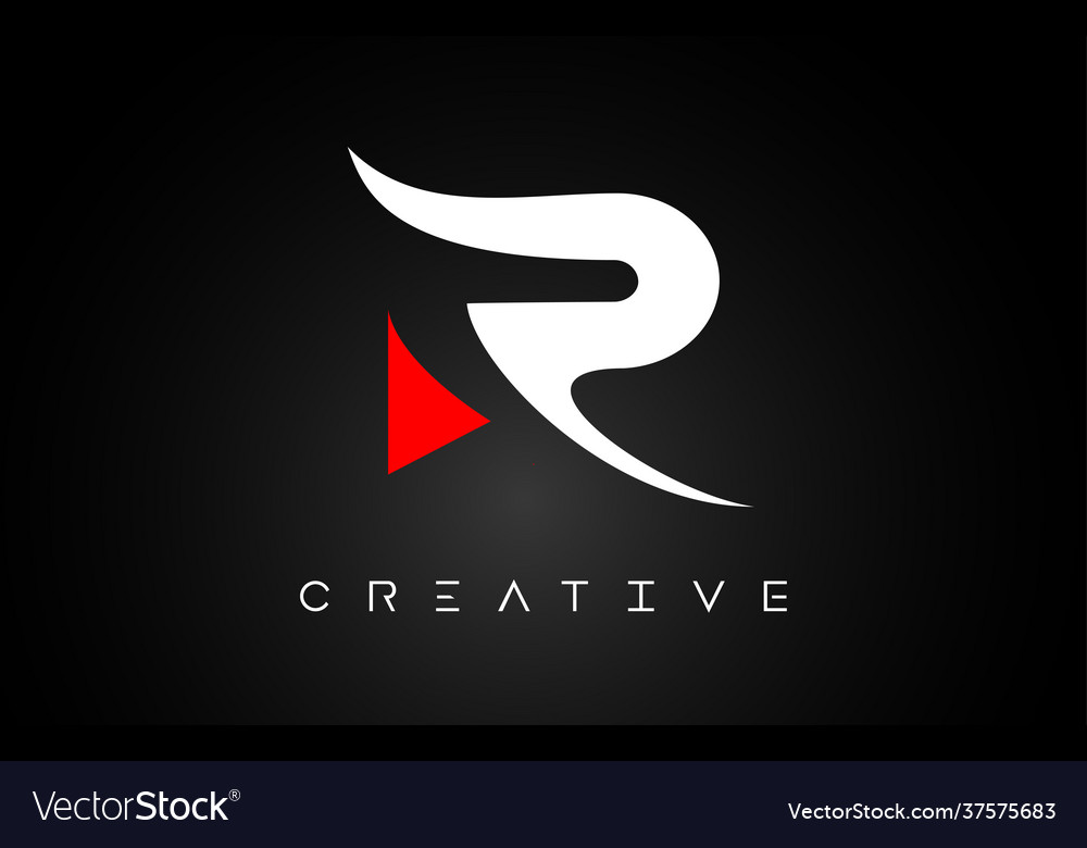 R letter design logo with white and red colors