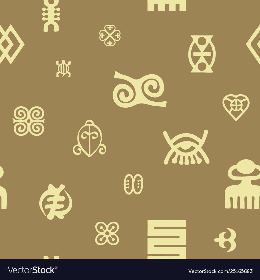 Seamless pattern with adinkra symbols
